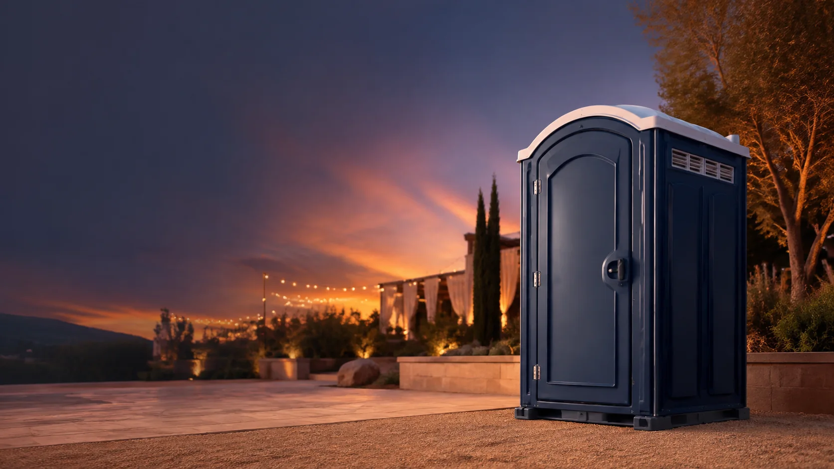 Portable restroom shown for rental planning in Bridgeport, CT